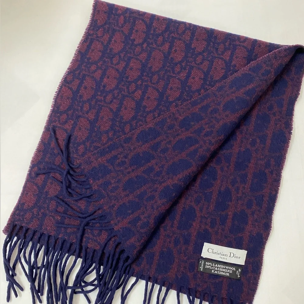CHRISTIAN DIOR Lambswool Oblique Jacquard Scarf